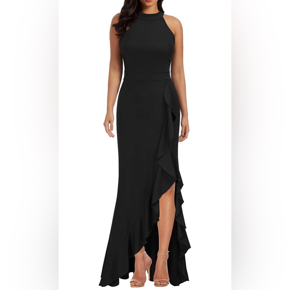 Black high neck mermaid cocktail dress